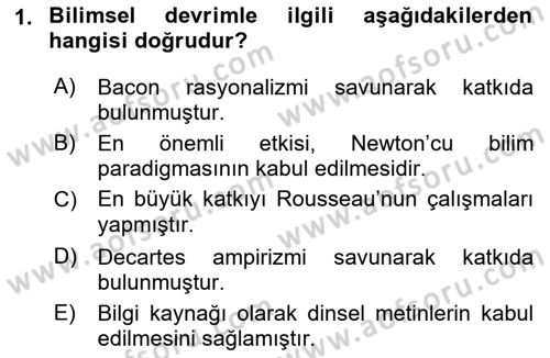 Klasik Sosyoloji Tarihi Dersi 2021 - 2022 Yılı (Vize) Ara Sınav Soruları 1. Soru