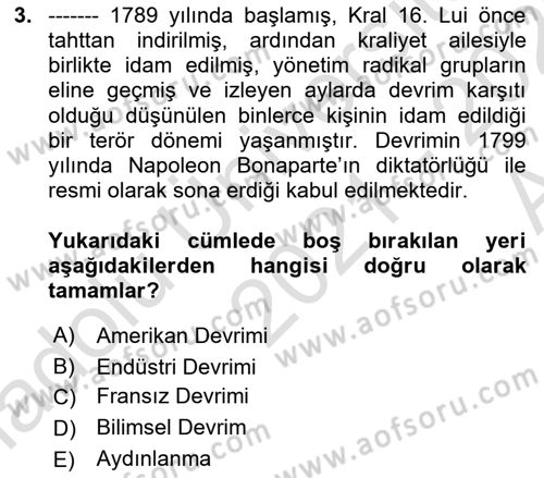 Klasik Sosyoloji Tarihi Dersi 2021 - 2022 Yılı (Vize) Ara Sınav Soruları 3. Soru