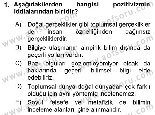 Klasik Sosyoloji Tarihi Dersi 2021 - 2022 Yılı (Final) Dönem Sonu Sınav Soruları 1. Soru