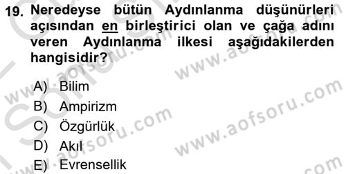 Klasik Sosyoloji Tarihi Dersi 2021 - 2022 Yılı (Final) Dönem Sonu Sınav Soruları 19. Soru