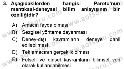 Klasik Sosyoloji Tarihi Dersi 2021 - 2022 Yılı (Final) Dönem Sonu Sınav Soruları 3. Soru