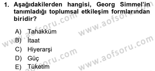 Klasik Sosyoloji Tarihi Dersi 2021 - 2022 Yılı Yaz Okulu Sınav Soruları 1. Soru