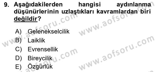 Klasik Sosyoloji Tarihi Dersi 2021 - 2022 Yılı Yaz Okulu Sınav Soruları 9. Soru