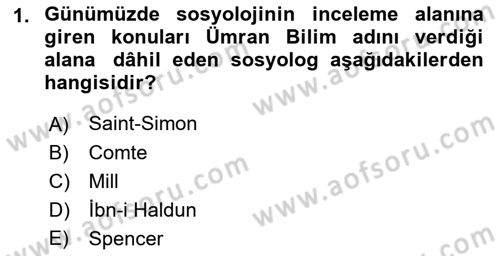 Klasik Sosyoloji Tarihi Dersi 2022 - 2023 Yılı (Vize) Ara Sınav Soruları 1. Soru