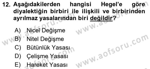 Klasik Sosyoloji Tarihi Dersi 2022 - 2023 Yılı (Vize) Ara Sınav Soruları 12. Soru