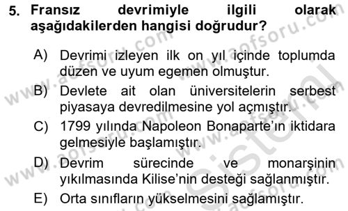 Klasik Sosyoloji Tarihi Dersi 2022 - 2023 Yılı (Vize) Ara Sınav Soruları 5. Soru