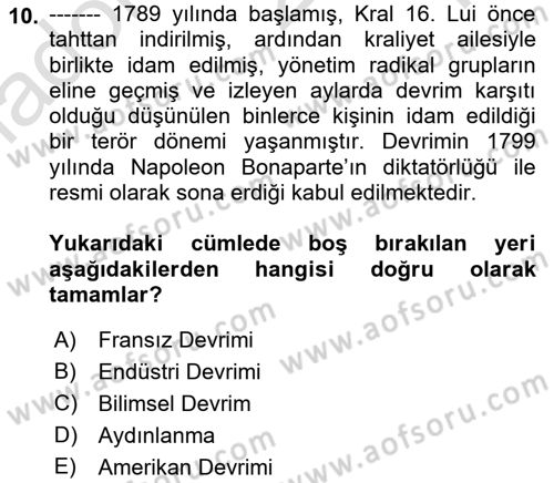 Klasik Sosyoloji Tarihi Dersi 2022 - 2023 Yılı Yaz Okulu Sınav Soruları 10. Soru