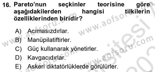 Klasik Sosyoloji Tarihi Dersi 2022 - 2023 Yılı Yaz Okulu Sınav Soruları 16. Soru