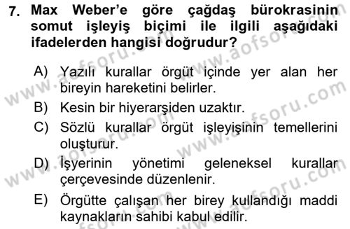Klasik Sosyoloji Tarihi Dersi Yaz Okulu Sınavı Deneme Sınav Soruları 7. Soru