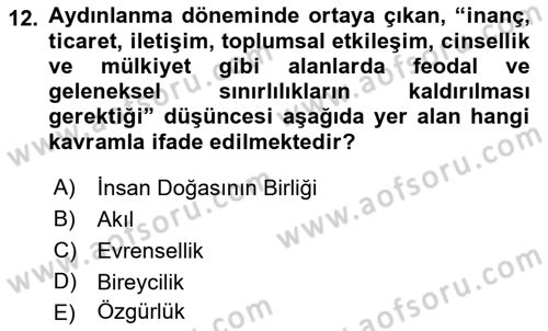 Klasik Sosyoloji Tarihi Dersi 2023 - 2024 Yılı (Vize) Ara Sınav Soruları 12. Soru