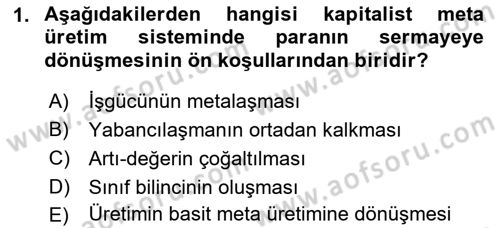 Klasik Sosyoloji Tarihi Dersi 2023 - 2024 Yılı (Final) Dönem Sonu Sınav Soruları 1. Soru