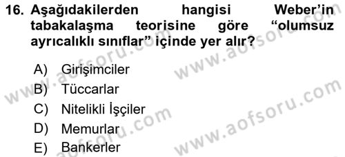 Klasik Sosyoloji Tarihi Dersi 2024 - 2025 Yılı (Final) Dönem Sonu Sınav Soruları 16. Soru