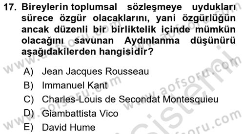 Klasik Sosyoloji Tarihi Dersi 2024 - 2025 Yılı (Final) Dönem Sonu Sınav Soruları 17. Soru