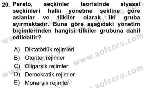 Klasik Sosyoloji Tarihi Dersi 2024 - 2025 Yılı (Final) Dönem Sonu Sınav Soruları 20. Soru