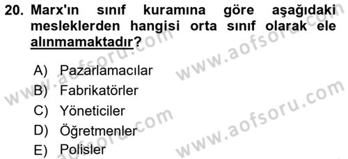 Klasik Sosyoloji Tarihi Dersi 2024 - 2025 Yılı Yaz Okulu Sınav Soruları 20. Soru