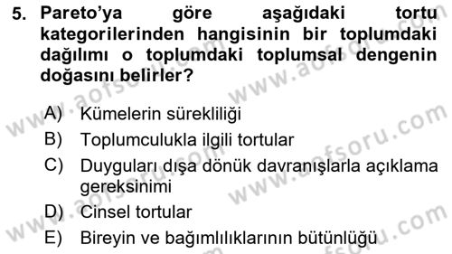 Klasik Sosyoloji Tarihi Dersi 2024 - 2025 Yılı Yaz Okulu Sınav Soruları 5. Soru