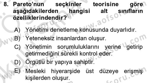 Klasik Sosyoloji Tarihi Dersi 2024 - 2025 Yılı Yaz Okulu Sınav Soruları 8. Soru