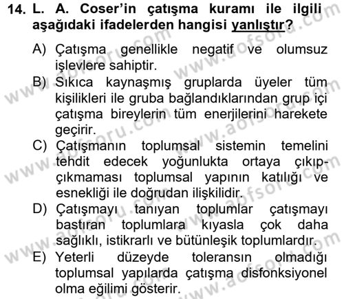 Modern Sosyoloji Tarihi Dersi 2012 - 2013 Yılı (Vize) Ara Sınav Soruları 14. Soru