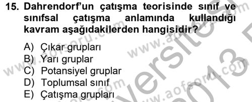 Modern Sosyoloji Tarihi Dersi 2012 - 2013 Yılı (Vize) Ara Sınav Soruları 15. Soru