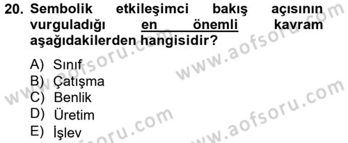 Modern Sosyoloji Tarihi Dersi 2012 - 2013 Yılı (Vize) Ara Sınav Soruları 20. Soru