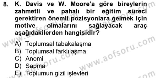 Modern Sosyoloji Tarihi Dersi 2012 - 2013 Yılı (Vize) Ara Sınav Soruları 8. Soru