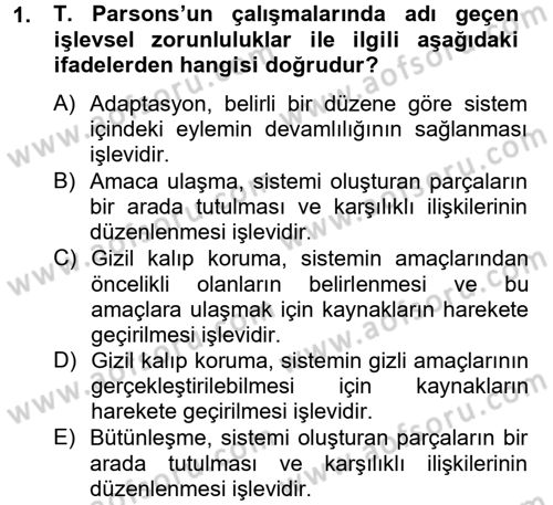 Modern Sosyoloji Tarihi Dersi 2012 - 2013 Yılı (Final) Dönem Sonu Sınav Soruları 1. Soru