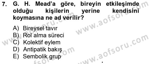 Modern Sosyoloji Tarihi Dersi 2012 - 2013 Yılı (Final) Dönem Sonu Sınav Soruları 7. Soru