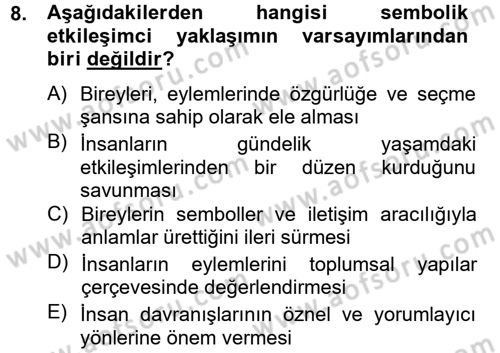 Modern Sosyoloji Tarihi Dersi 2012 - 2013 Yılı (Final) Dönem Sonu Sınav Soruları 8. Soru