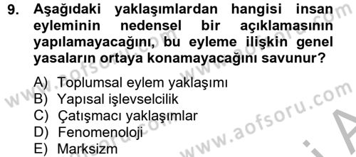 Modern Sosyoloji Tarihi Dersi 2012 - 2013 Yılı (Final) Dönem Sonu Sınav Soruları 9. Soru