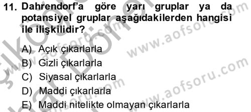 Modern Sosyoloji Tarihi Dersi 2013 - 2014 Yılı (Vize) Ara Sınav Soruları 11. Soru