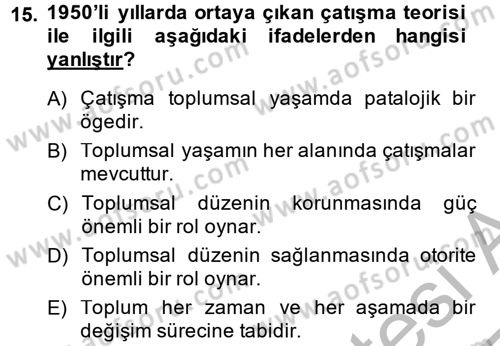Modern Sosyoloji Tarihi Dersi 2013 - 2014 Yılı (Vize) Ara Sınav Soruları 15. Soru