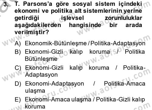Modern Sosyoloji Tarihi Dersi 2013 - 2014 Yılı (Vize) Ara Sınav Soruları 3. Soru