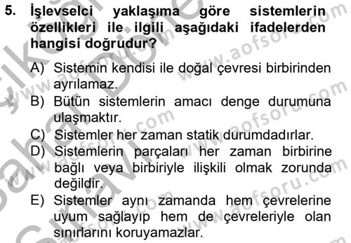 Modern Sosyoloji Tarihi Dersi 2013 - 2014 Yılı (Vize) Ara Sınav Soruları 5. Soru