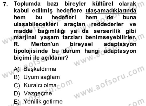 Modern Sosyoloji Tarihi Dersi 2013 - 2014 Yılı (Vize) Ara Sınav Soruları 7. Soru