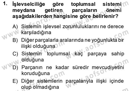 Modern Sosyoloji Tarihi Dersi 2013 - 2014 Yılı (Final) Dönem Sonu Sınav Soruları 1. Soru