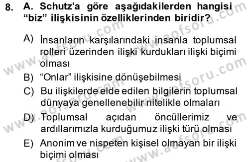 Modern Sosyoloji Tarihi Dersi 2013 - 2014 Yılı (Final) Dönem Sonu Sınav Soruları 8. Soru