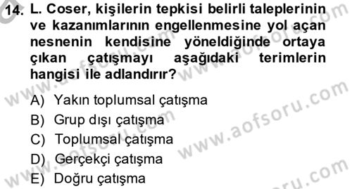 Modern Sosyoloji Tarihi Dersi 2014 - 2015 Yılı (Vize) Ara Sınav Soruları 14. Soru