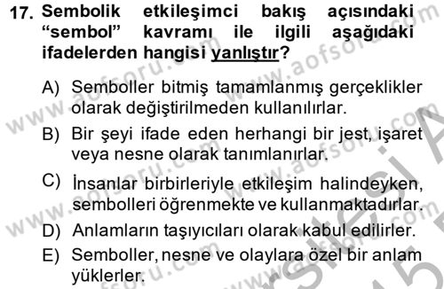 Modern Sosyoloji Tarihi Dersi 2014 - 2015 Yılı (Vize) Ara Sınav Soruları 17. Soru