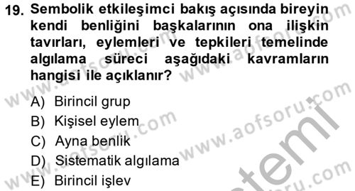 Modern Sosyoloji Tarihi Dersi 2014 - 2015 Yılı (Vize) Ara Sınav Soruları 19. Soru