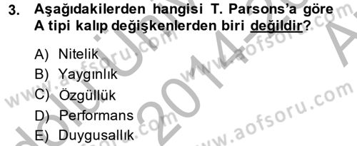 Modern Sosyoloji Tarihi Dersi 2014 - 2015 Yılı (Vize) Ara Sınav Soruları 3. Soru