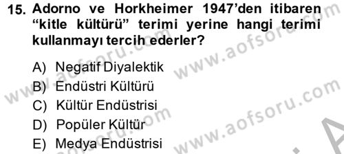 Modern Sosyoloji Tarihi Dersi 2014 - 2015 Yılı (Final) Dönem Sonu Sınav Soruları 15. Soru