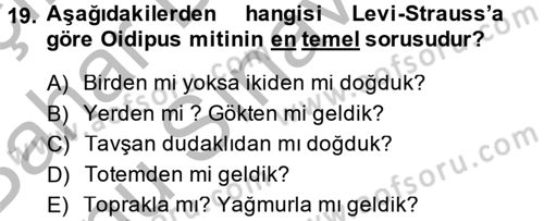 Modern Sosyoloji Tarihi Dersi 2014 - 2015 Yılı (Final) Dönem Sonu Sınav Soruları 19. Soru