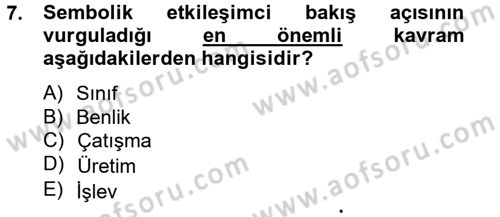 Modern Sosyoloji Tarihi Dersi 2014 - 2015 Yılı (Final) Dönem Sonu Sınav Soruları 7. Soru
