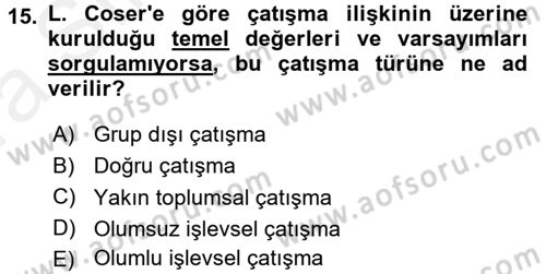 Modern Sosyoloji Tarihi Dersi 2015 - 2016 Yılı (Vize) Ara Sınav Soruları 15. Soru