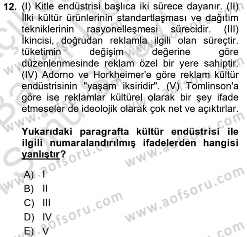 Modern Sosyoloji Tarihi Dersi 2015 - 2016 Yılı (Final) Dönem Sonu Sınav Soruları 12. Soru