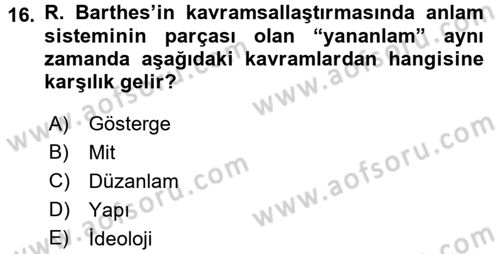 Modern Sosyoloji Tarihi Dersi 2015 - 2016 Yılı (Final) Dönem Sonu Sınav Soruları 16. Soru