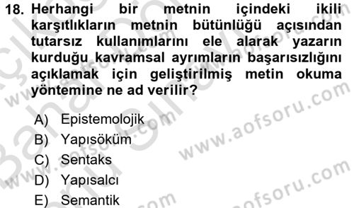 Modern Sosyoloji Tarihi Dersi 2015 - 2016 Yılı (Final) Dönem Sonu Sınav Soruları 18. Soru