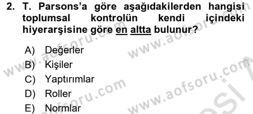 Modern Sosyoloji Tarihi Dersi 2015 - 2016 Yılı (Final) Dönem Sonu Sınav Soruları 2. Soru