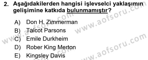 Modern Sosyoloji Tarihi Dersi 2016 - 2017 Yılı (Vize) Ara Sınav Soruları 2. Soru
