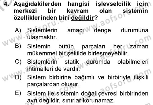Modern Sosyoloji Tarihi Dersi 2016 - 2017 Yılı (Vize) Ara Sınav Soruları 4. Soru